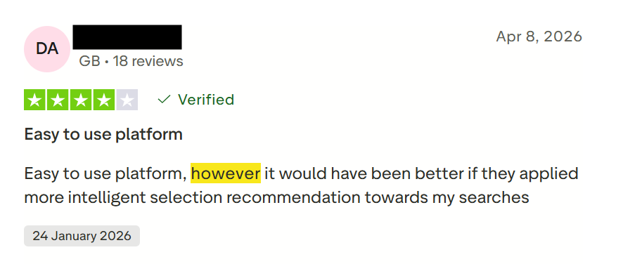 A MoneySuperMarket review containing “however”